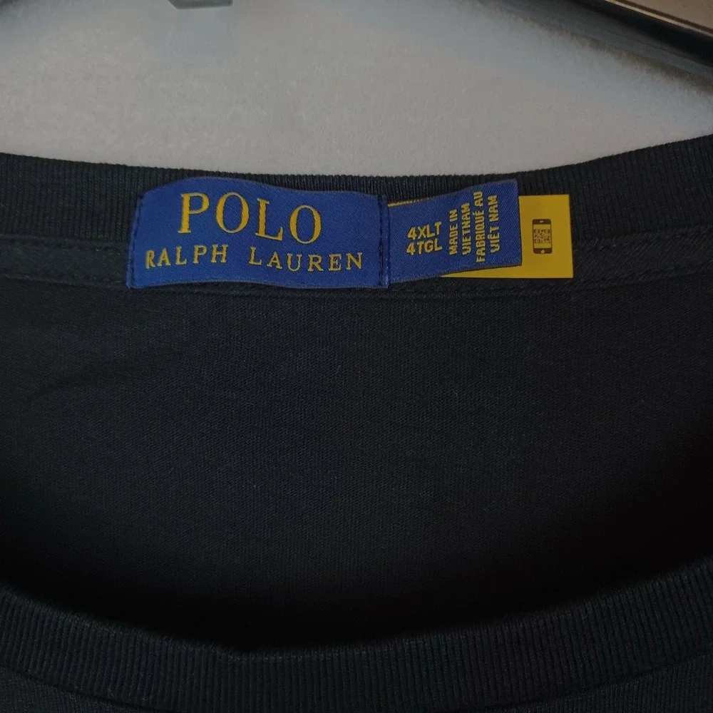 Polo Ralph Lauren Men's 4XLT Big Tall Long Sleeve Shirt Black Graphic Tee NWOT